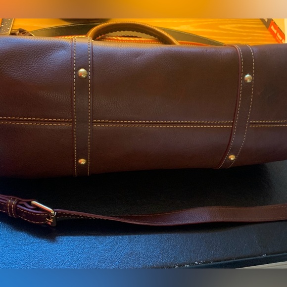 DOONEY AND BOURKE FLORENTINA LEATHER SATCHEL HANDBAG Dark Brown T’Moro - Picture 11 of 14